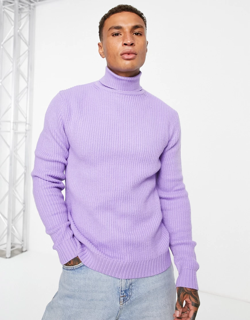 Bershka – Rollkragenpullover in Flieder-Violett günstig online kaufen