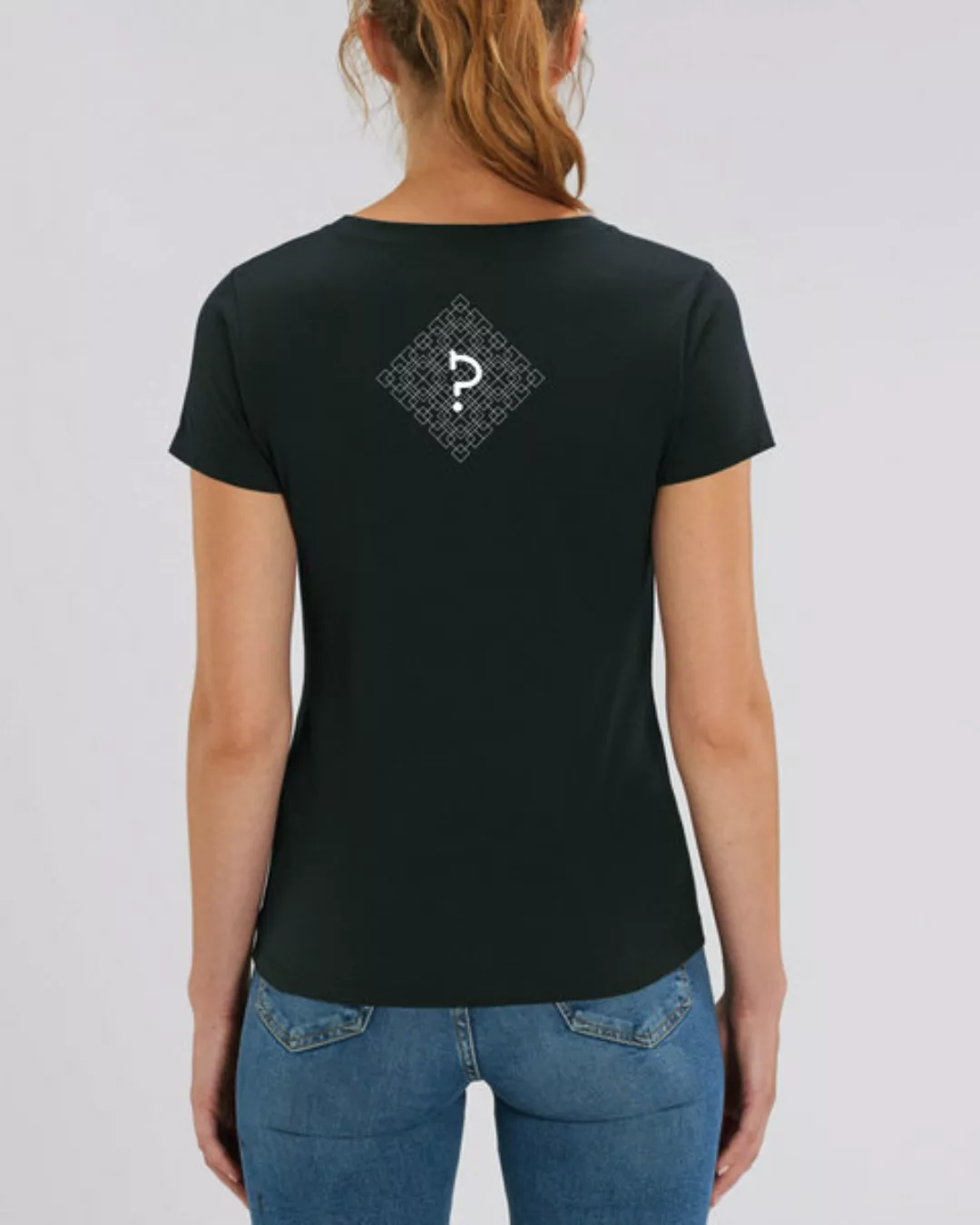 Bio Damen T-shirt Mit V-ausschnitt "Evolution - Geo Questionmark" günstig online kaufen