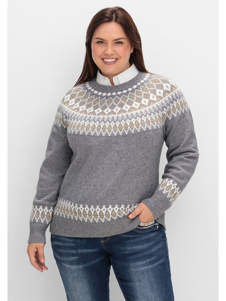 sheego by Joe Browns Strickpullover Große Größen mit Norwegermuster günstig online kaufen