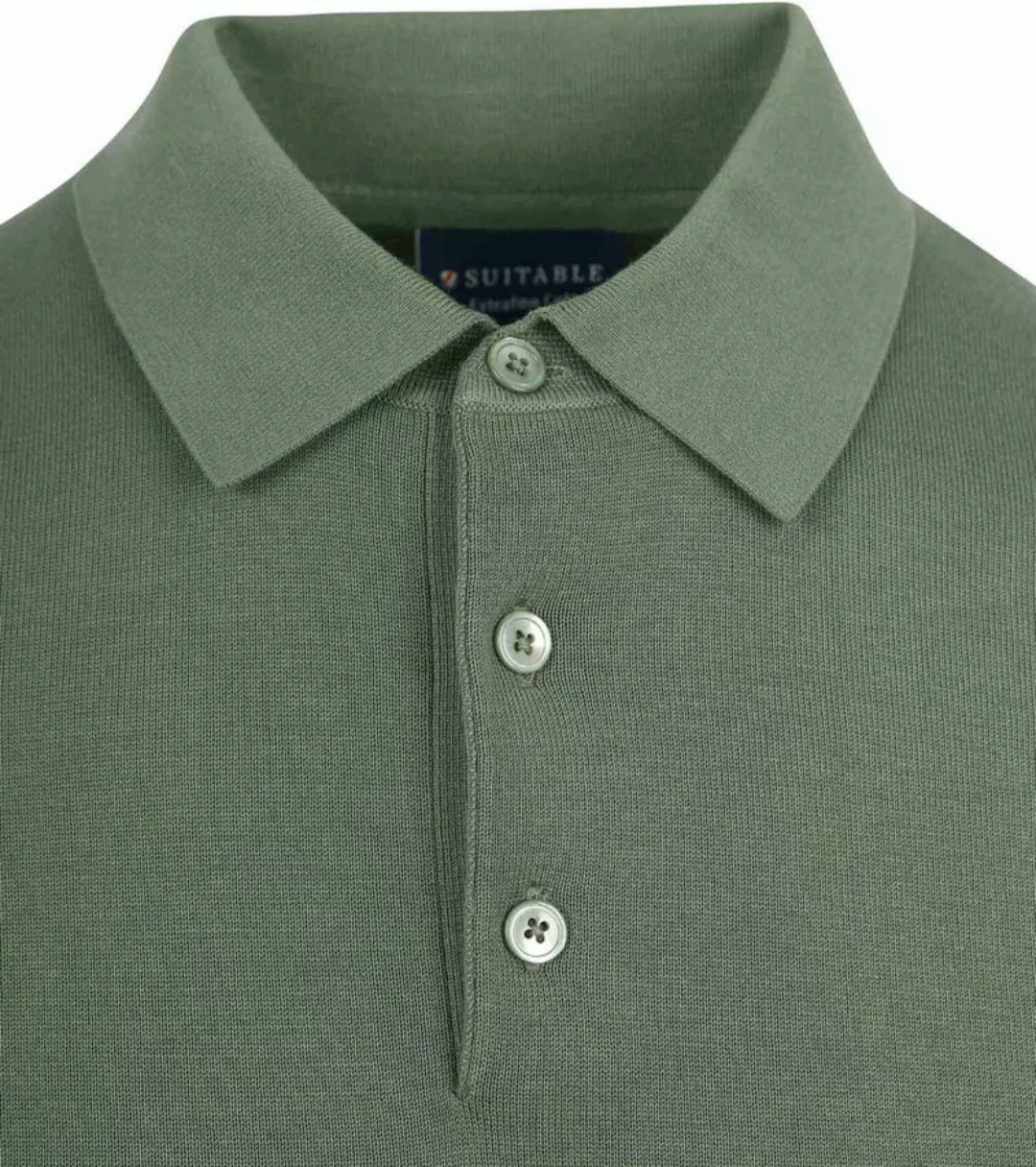 Suitable Knitted Poloshirt Grün - Größe M günstig online kaufen