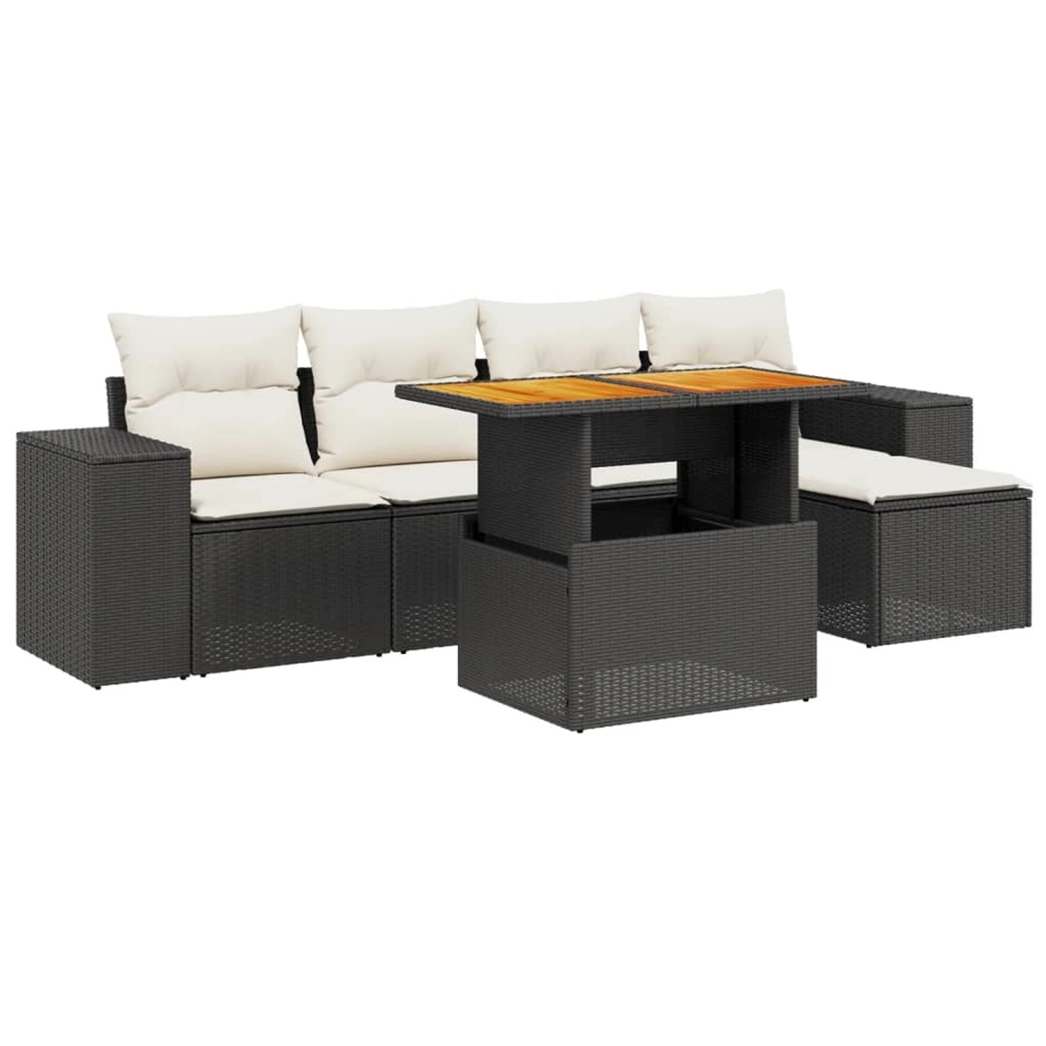 vidaXL 6-Tlg Garten-Sofagarnitur mit Kissen Schwarz Poly Rattan 3275919 günstig online kaufen