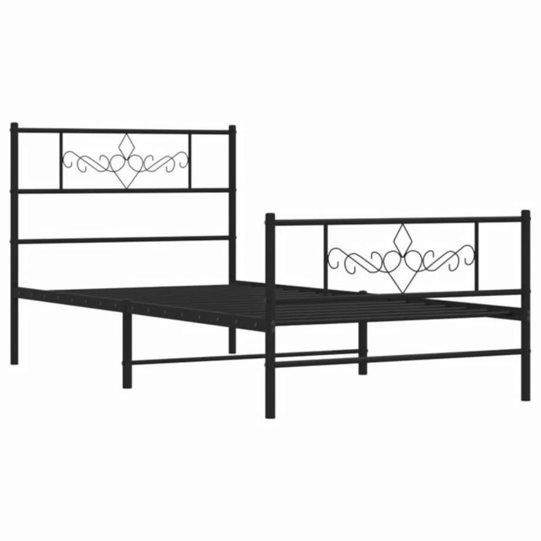 vidaXL Bett Bettgestell mit Kopf- und Fußteil Metall Schwarz 90x200 cm günstig online kaufen