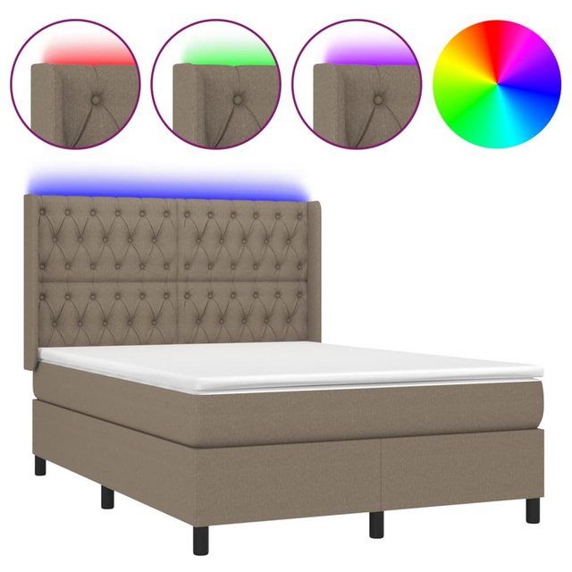 vidaXL Boxspringbett Boxspringbett mit Matratze und LED Stoff (140 x 200 cm günstig online kaufen