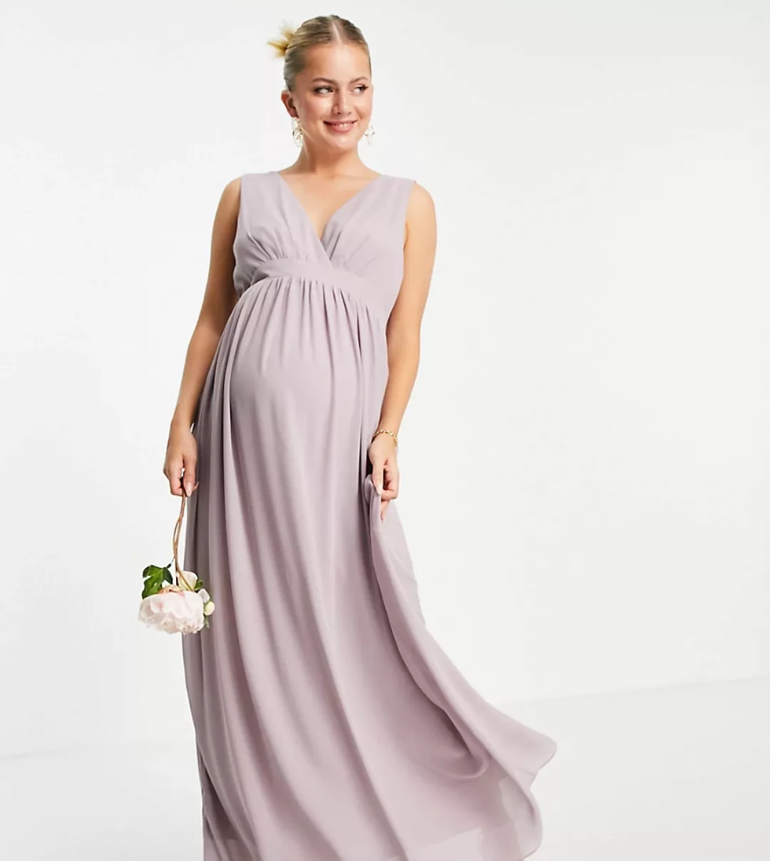 TFNC Maternity – Bridesmaid – Brautjungfernkleid aus Chiffon mit Wickelober günstig online kaufen