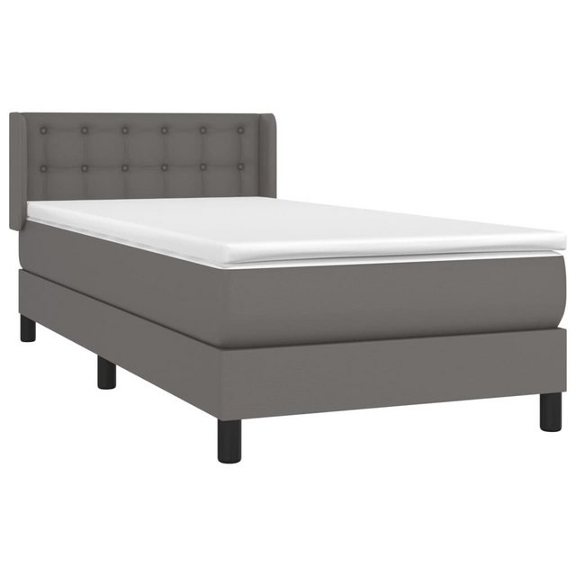 vidaXL Bett Boxspringbett mit Matratze Grau 90x200 cm Kunstleder günstig online kaufen