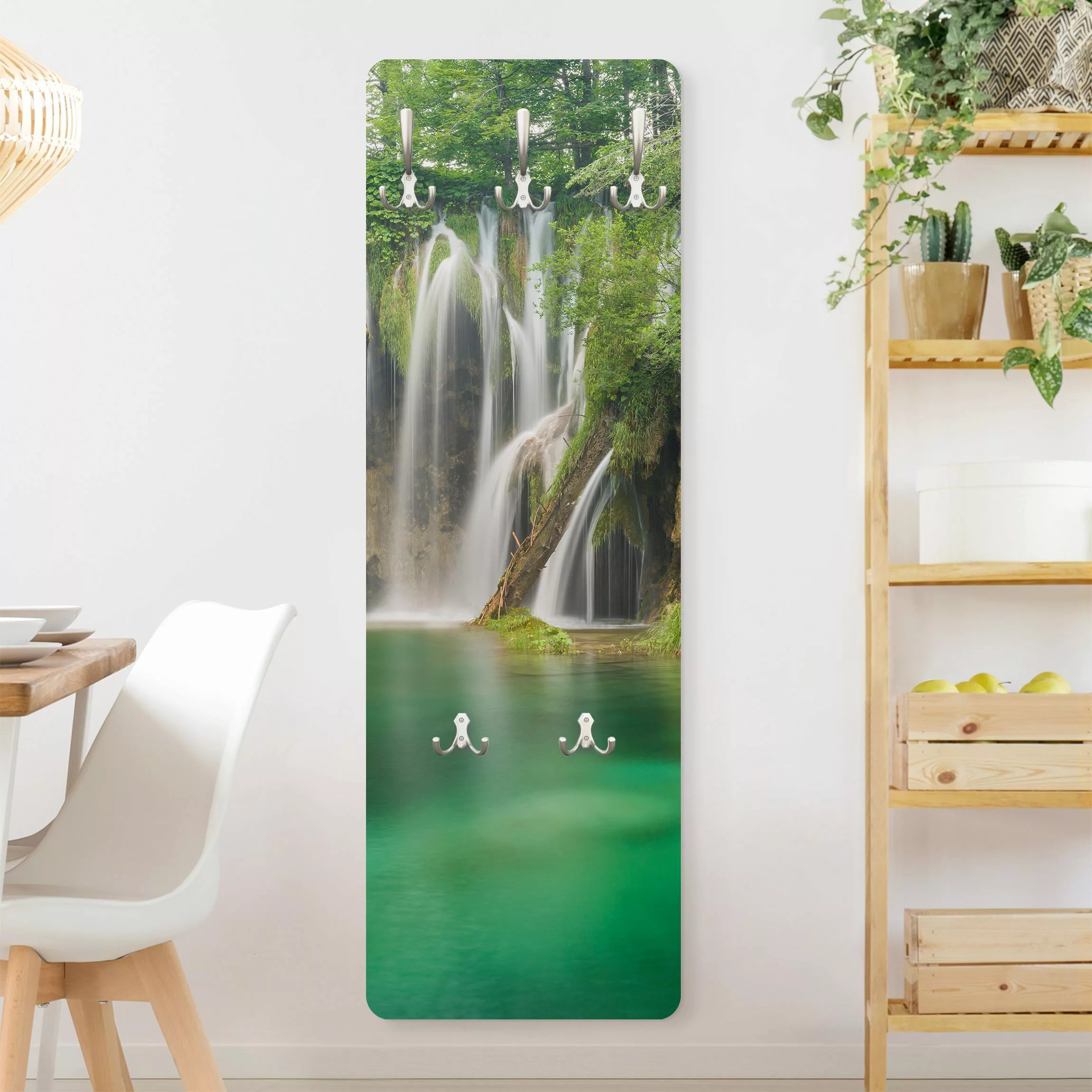 Wandgarderobe Holzpaneel Natur & Landschaft Wasserfall Plitvicer Seen günstig online kaufen