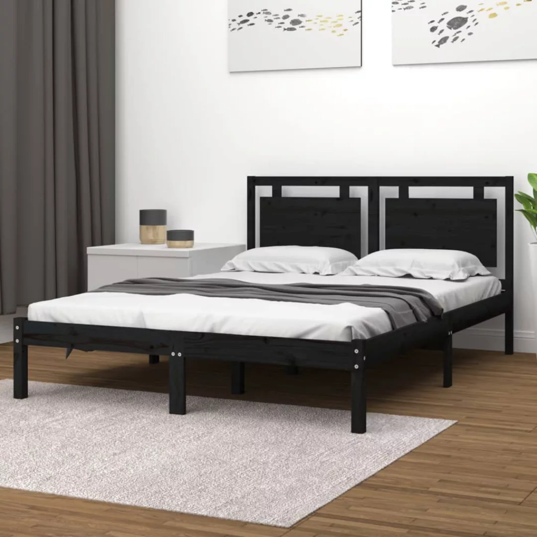 vidaXL Bettgestell Massivholzbett Schwarz 200x200 cm Bett Bettgestell Doppe günstig online kaufen