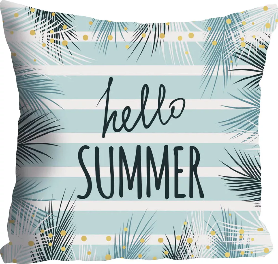 queence Dekokissen »Hello Summer«, mit Schriftzug und Palmen, Kissenhülle o günstig online kaufen