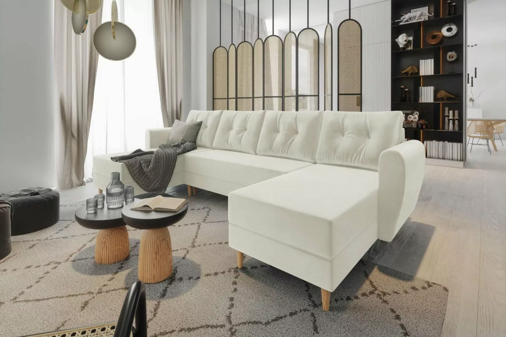 Stylefy Wohnlandschaft Lillen, U-Form, Eckcouch, Sofa, Sitzkomfort, mit Bet günstig online kaufen