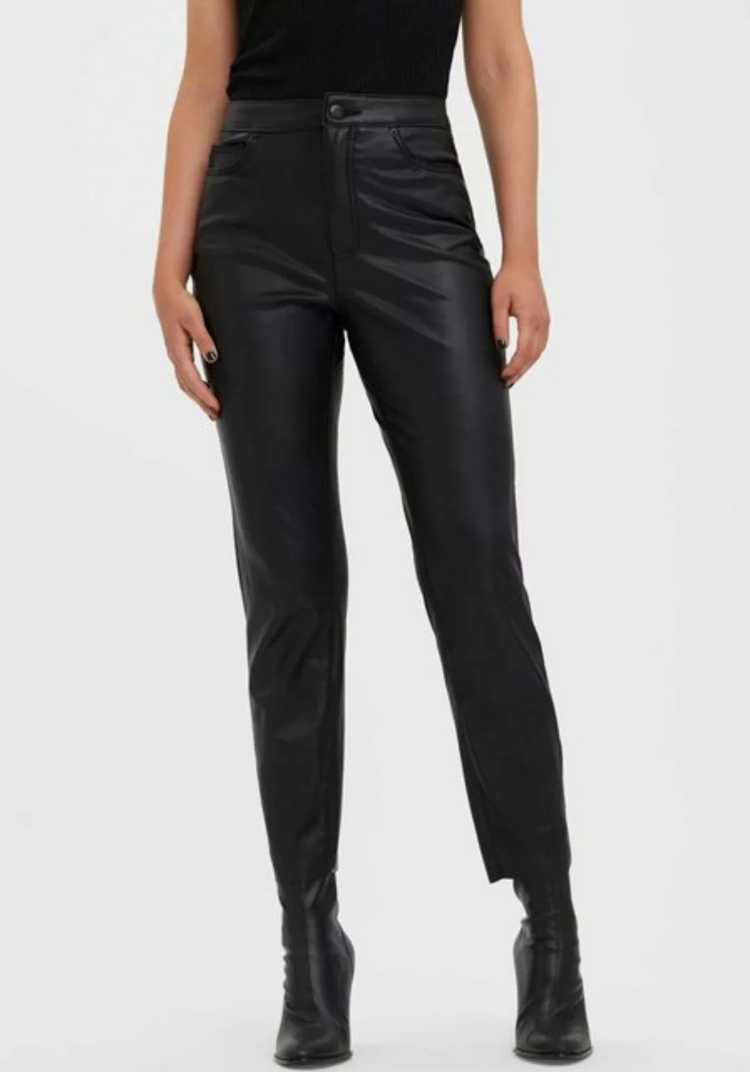 Vero Moda Lederimitathose VMBRENDA HR STRAIGHT PL ANK PANT NOOS günstig online kaufen