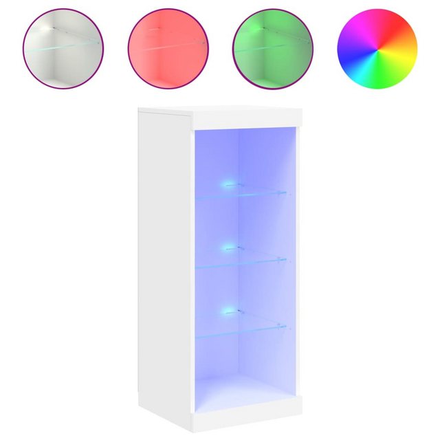 vidaXL Kleiderschrank Sideboard mit LED-Beleuchtung Weiß 41x37x100 cm Glas günstig online kaufen