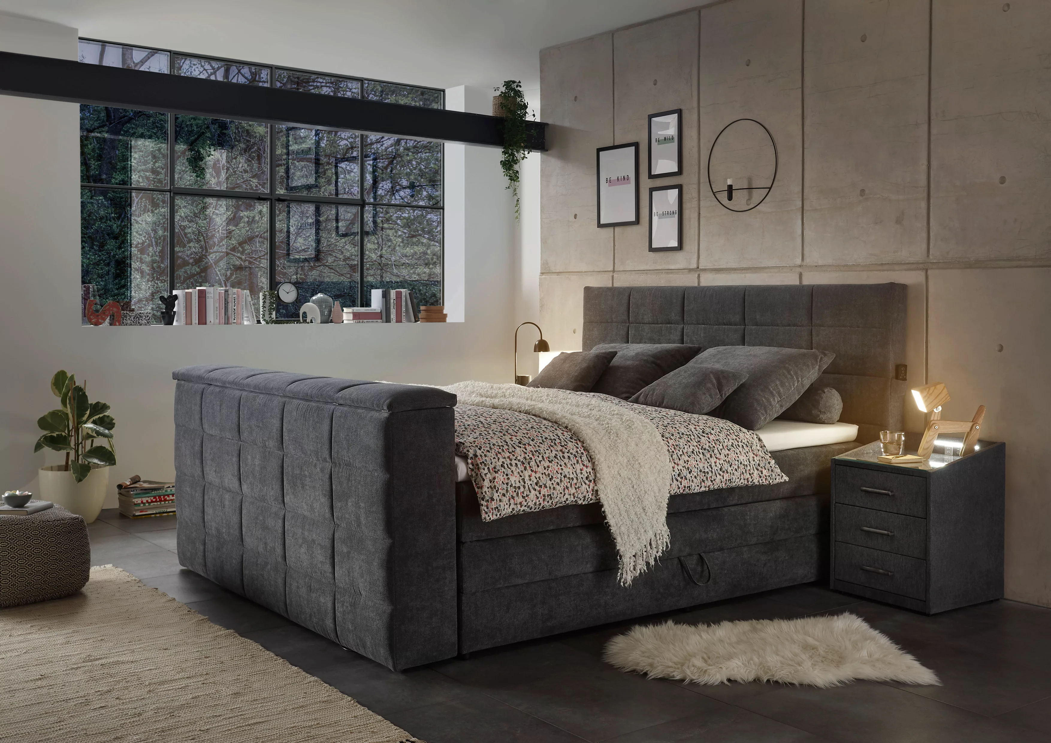 ED EXCITING DESIGN Boxspringbett "Denver", mir motorisierter TV-Halterung b günstig online kaufen