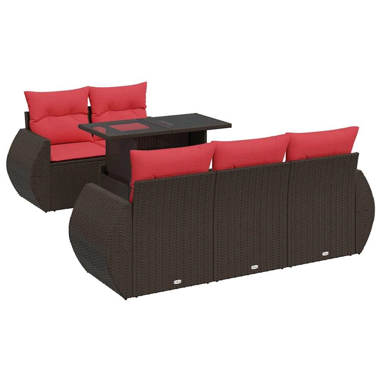 vidaXL 6-Tlg Garten-Sofagarnitur mit Kissen Braun Poly Rattan Akazie 332657 günstig online kaufen