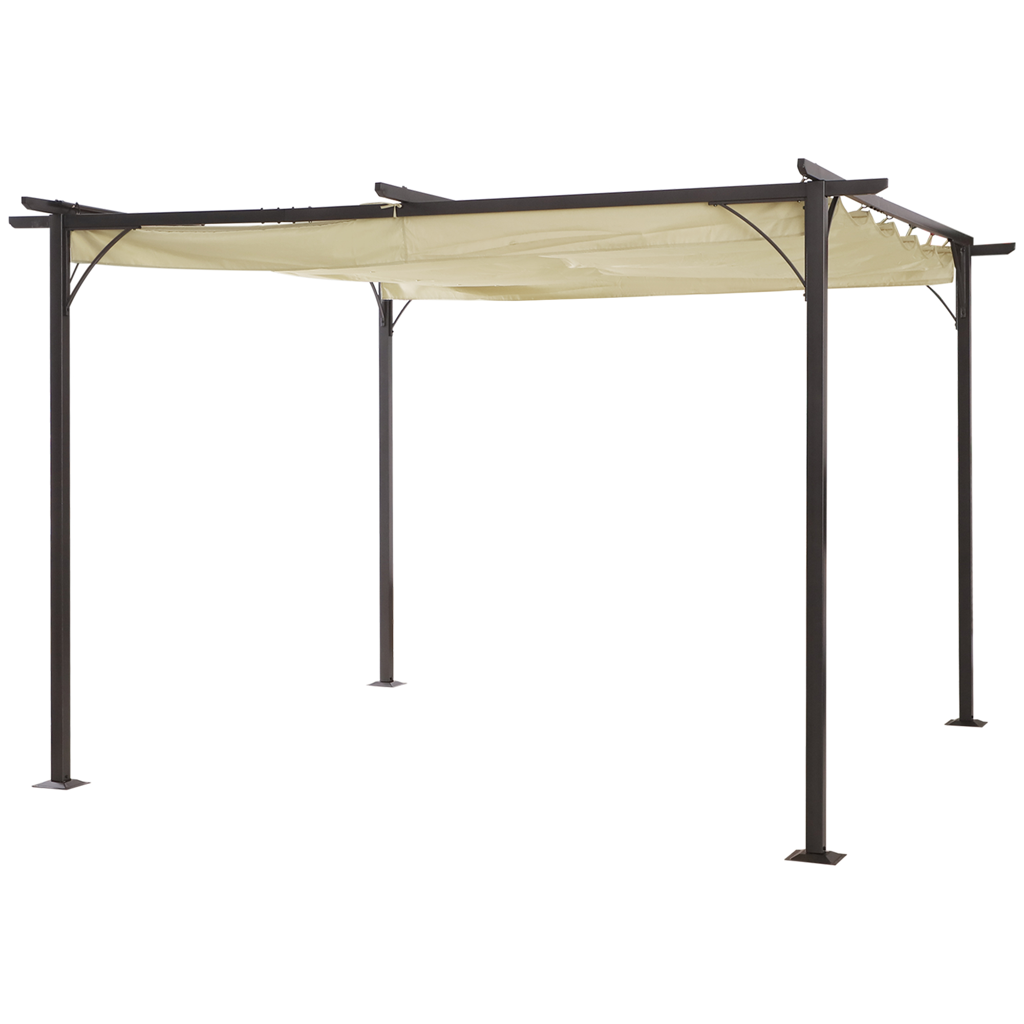 Outsunny Retraktierbare Pergola 4 x 4 m mit epoxidbeschichteter schwarzer M günstig online kaufen