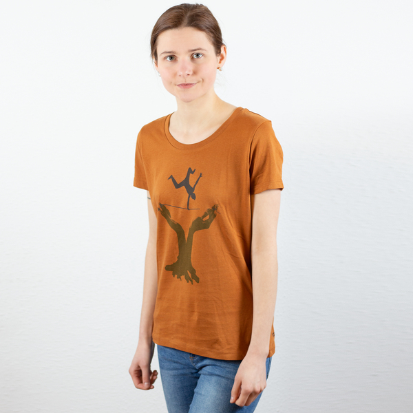 T-shirt "Slackline", Orange, Sport, Hobby, Bedruckt, Siebdruck, Für Frauen günstig online kaufen