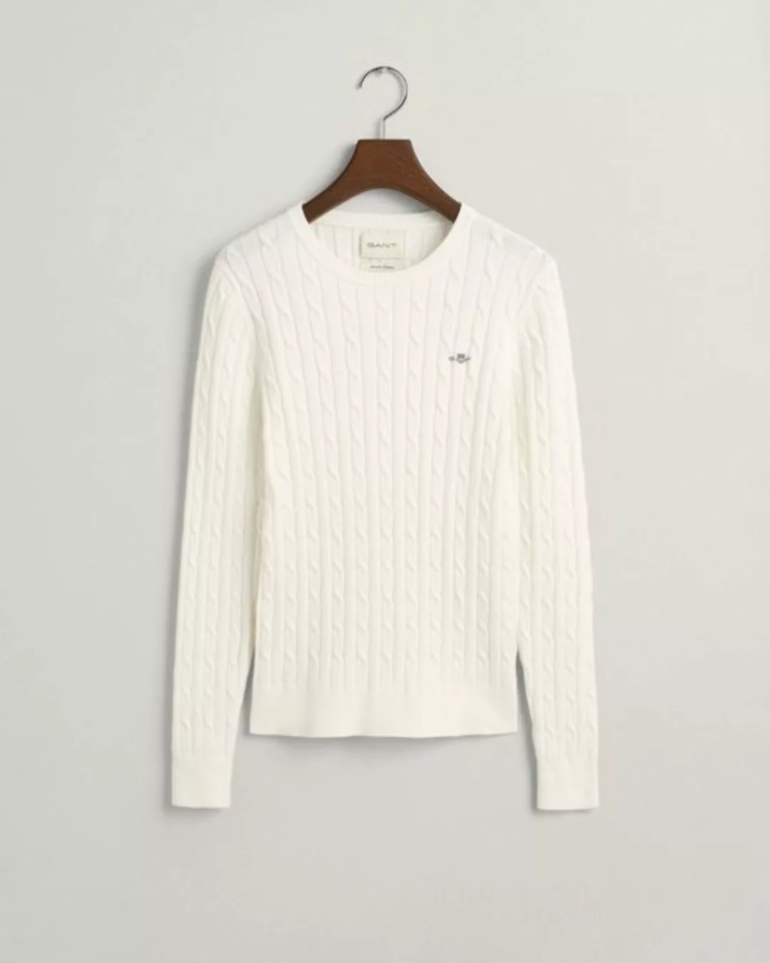 Gant Strickpullover STRETCH COTTON CABLE C-NECK mit Logostickerei auf der B günstig online kaufen