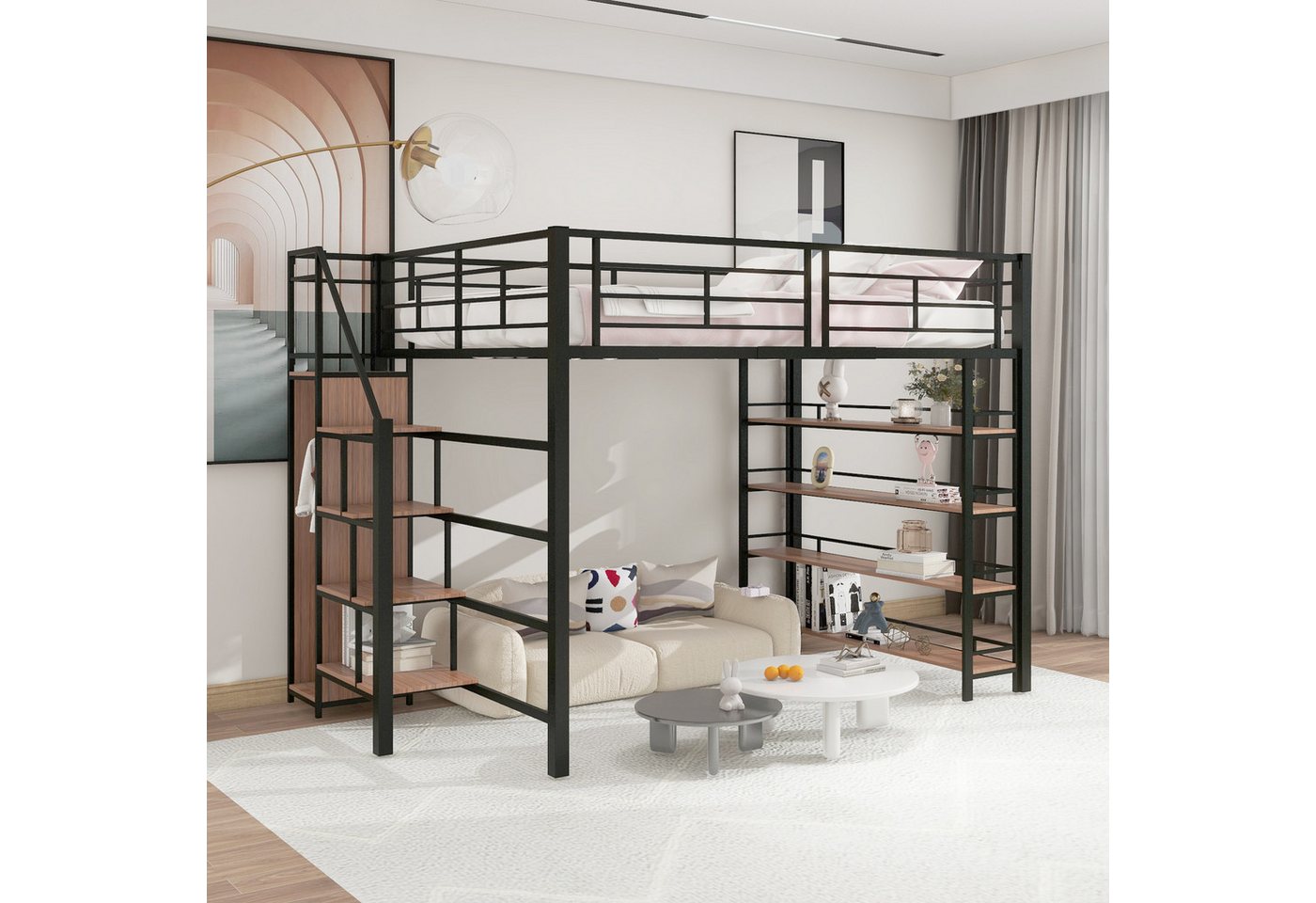 HAUSS SPLOE Kinderbett 140x200 mit Stauraumtreppe und Kleiderschrank, Einle günstig online kaufen