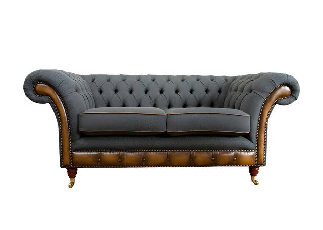 Xlmoebel Sofa Zweisitzer Chesterfield-Sofa in Grau für das moderne Wohnzimm günstig online kaufen