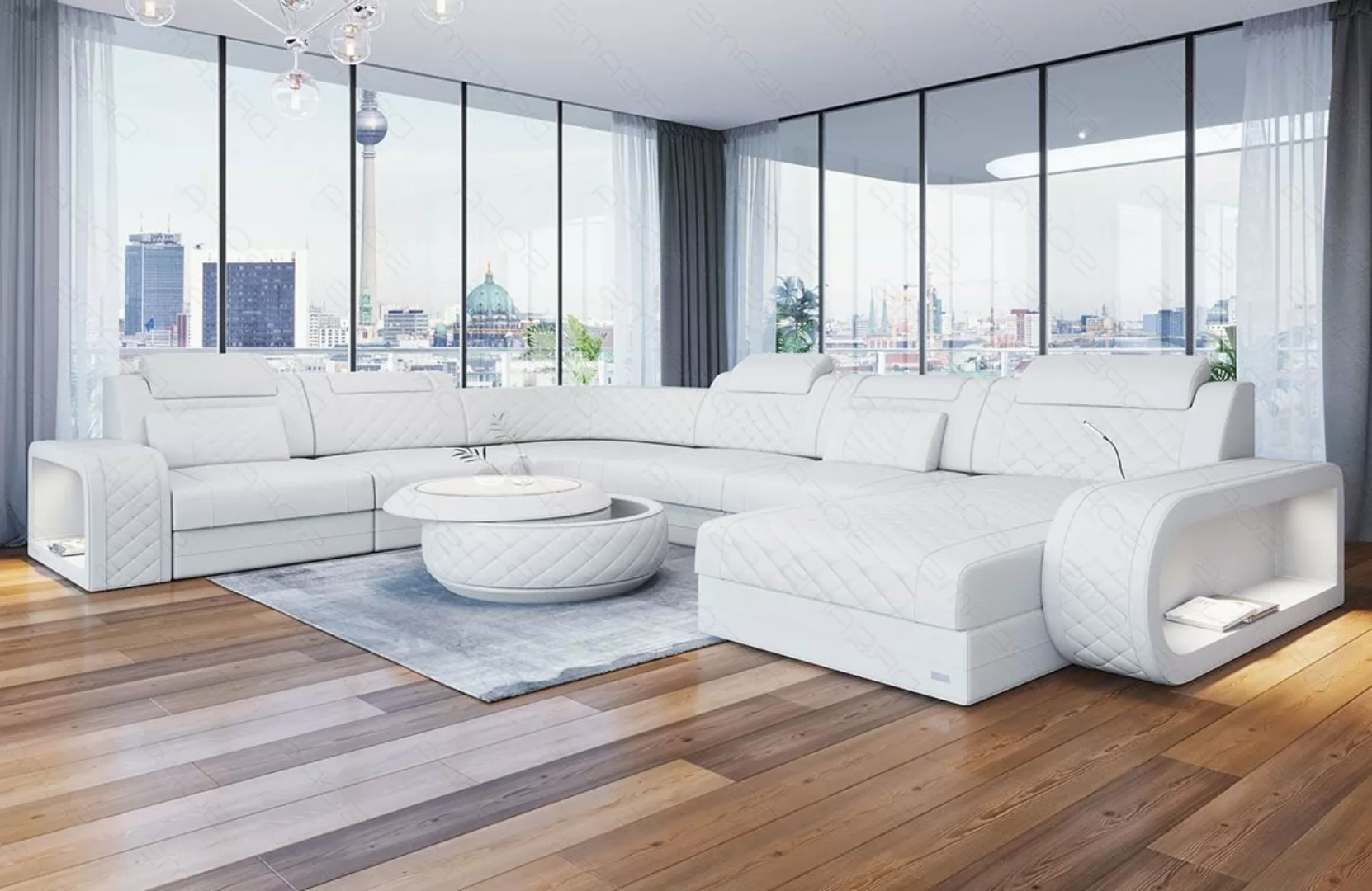 Sofa Dreams Wohnlandschaft Ledersofa Berlin XXL U Form Mini, Deignersofa, m günstig online kaufen