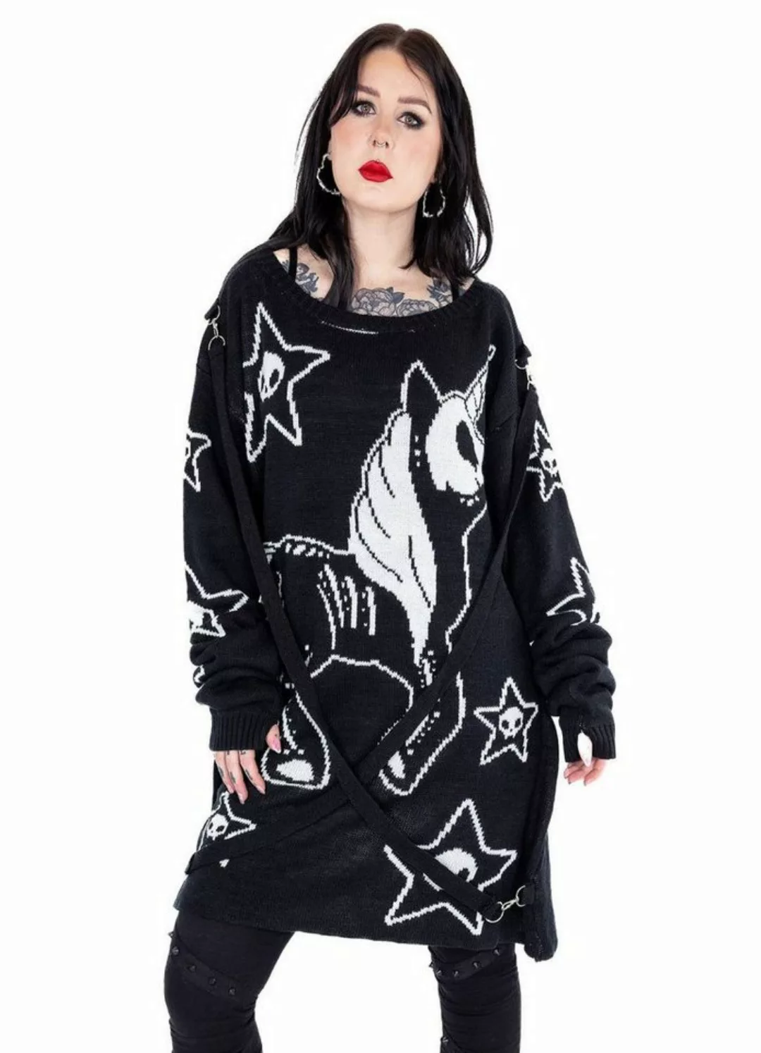 Cupcake Cult Longpullover Dead Inside Skelett Strickpullover Zombie Einhorn günstig online kaufen