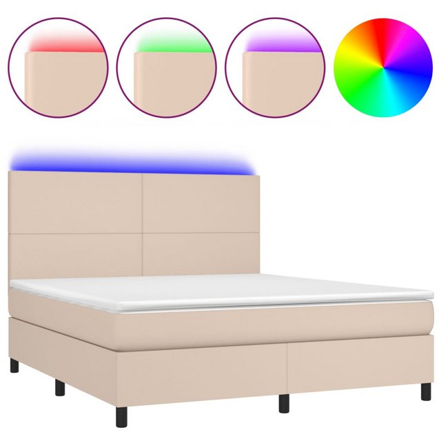 vidaXL Boxspringbett Boxspringbett mit Matratze & LED Kunstleder (160 x 200 günstig online kaufen