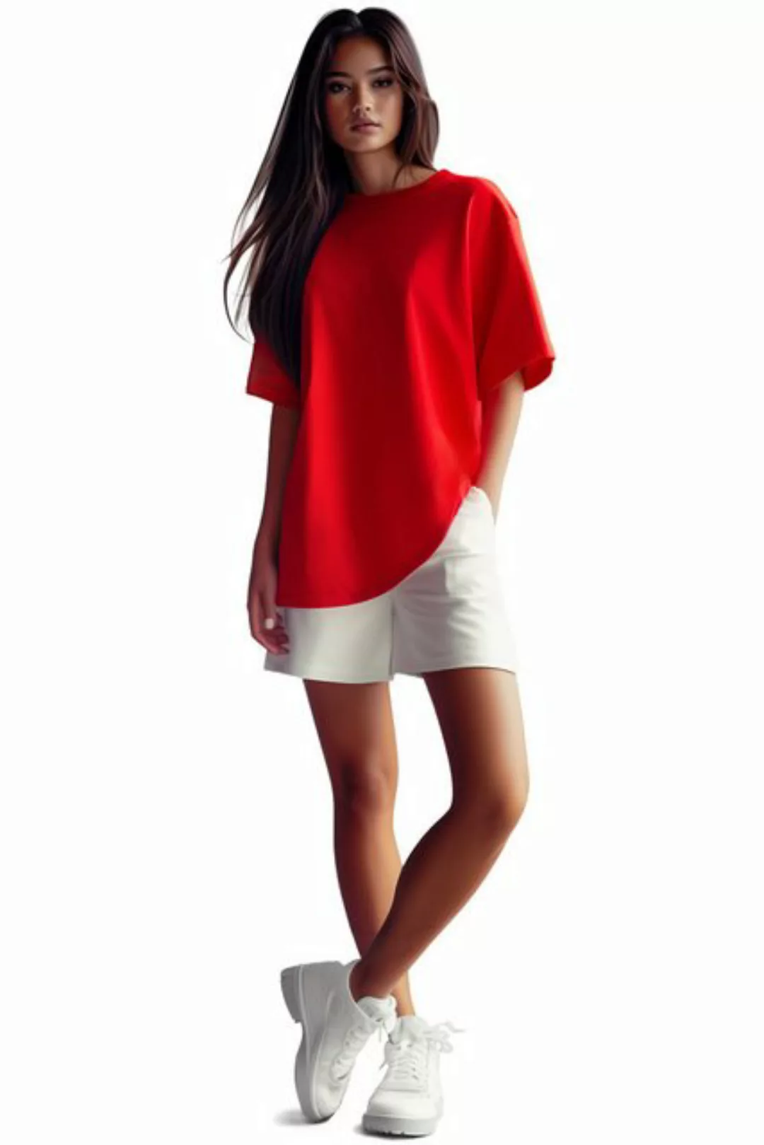 Reichstadt Oversize-Shirt Casual T-Shirt 24RSW058 Red L in kräftigen Farben günstig online kaufen