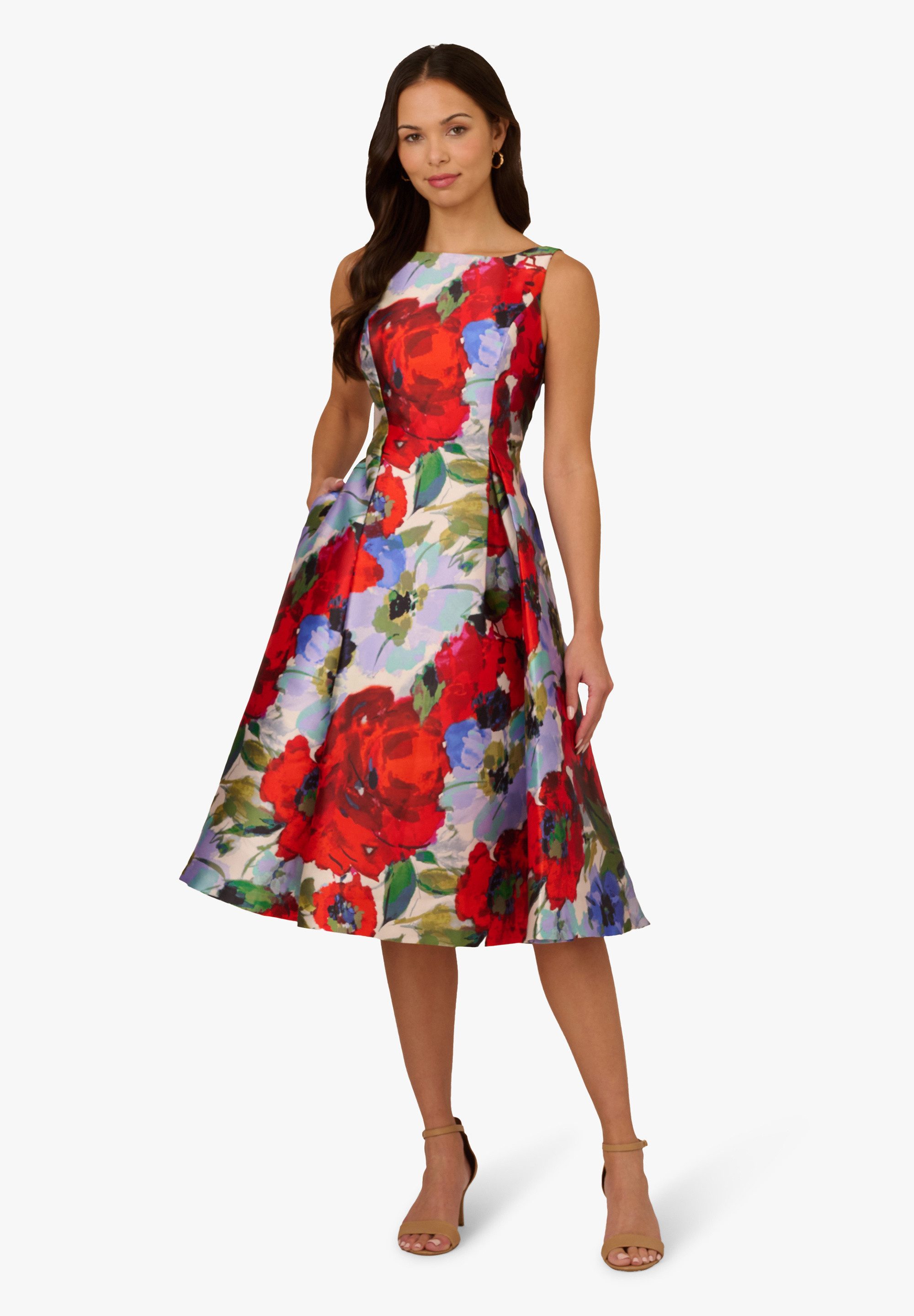 Adrianna Papell Abendkleid Floral Mikado Midi günstig online kaufen