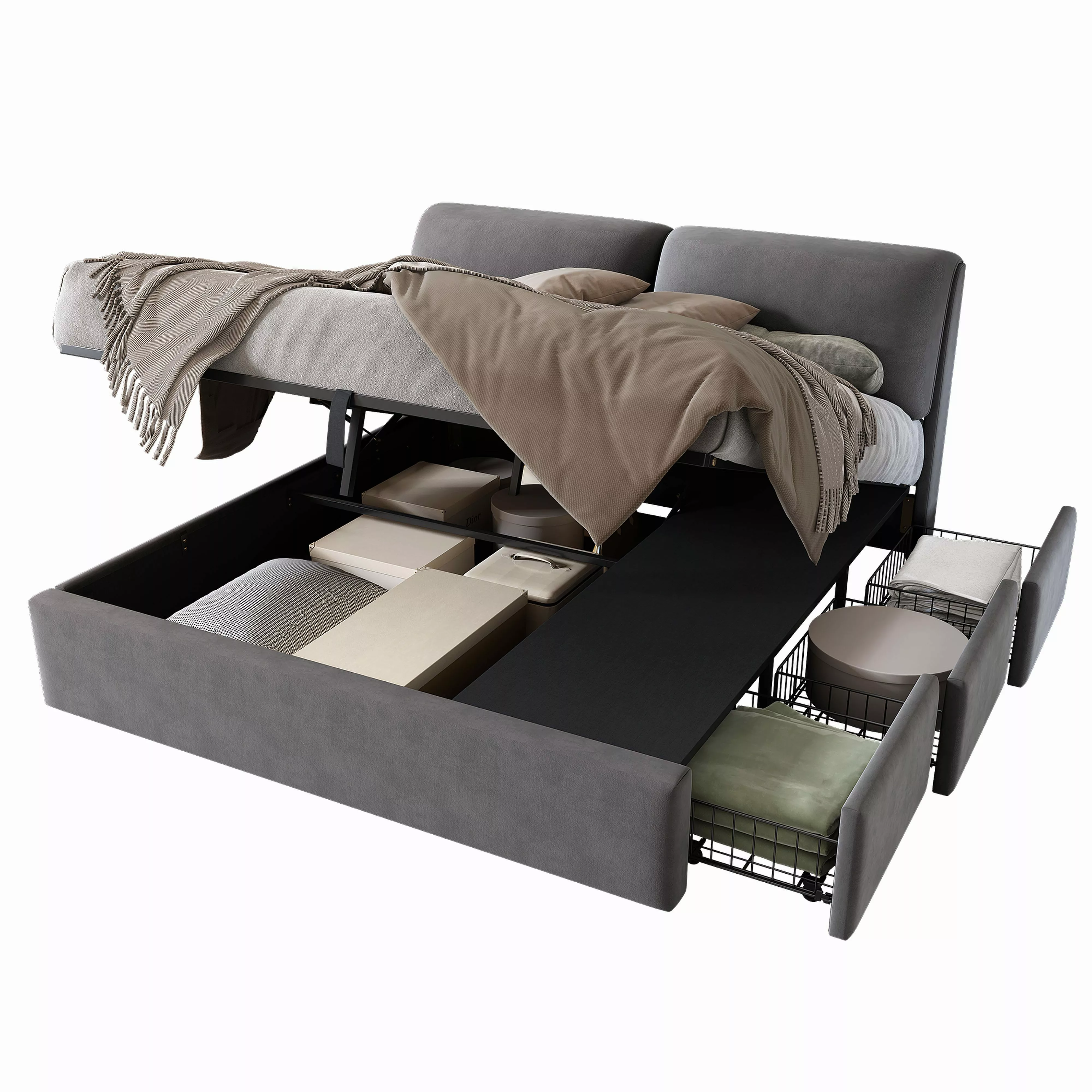 BlingBin Polsterbett Hydraulisches Bett, Stauraumbett Doppelbett günstig online kaufen