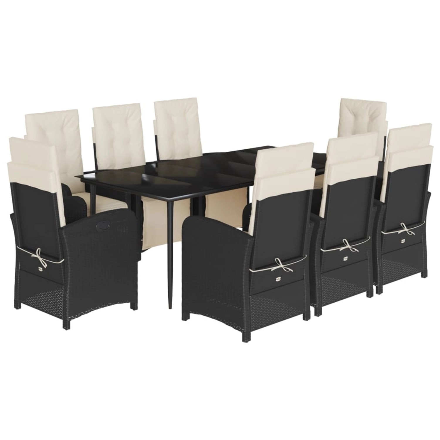 vidaXL 9-Tlg Garten-Essgruppe mit Kissen Schwarz Poly Rattan 3212520 günstig online kaufen