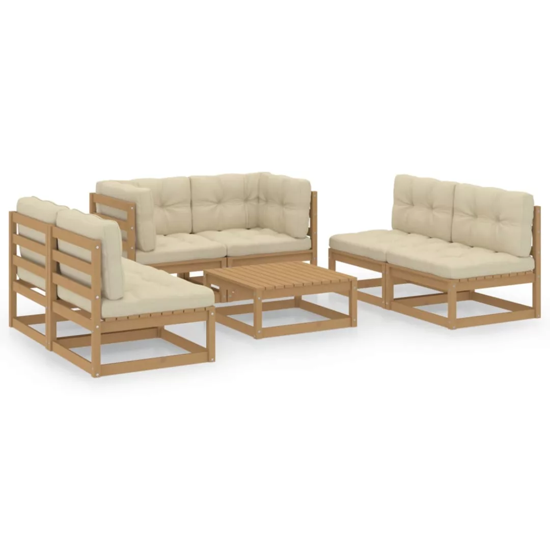 7-tlg. Garten-lounge-set Mit Kissen Kiefer Massivholz günstig online kaufen