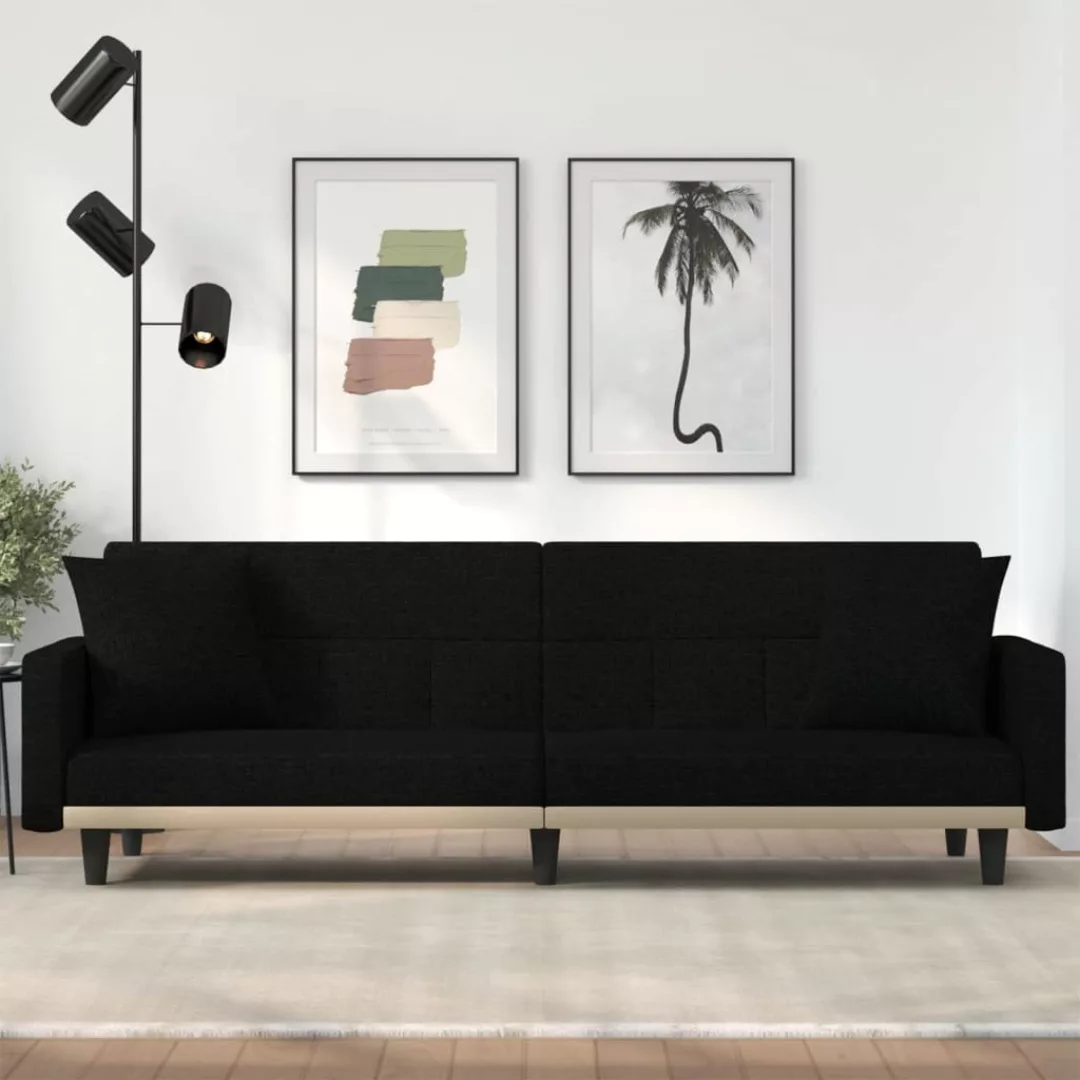 vidaXL Sofa Schlafsofa mit Kissen Schwarz Stoff Schlafcouch Schlaffunktion günstig online kaufen