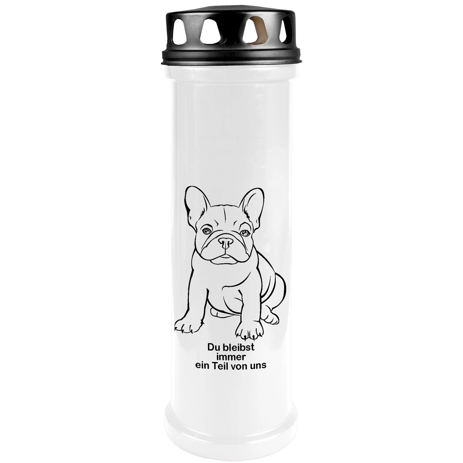 HS Candle Grabkerze Weiß 100h Deckel Schwarz Bulldogge günstig online kaufen