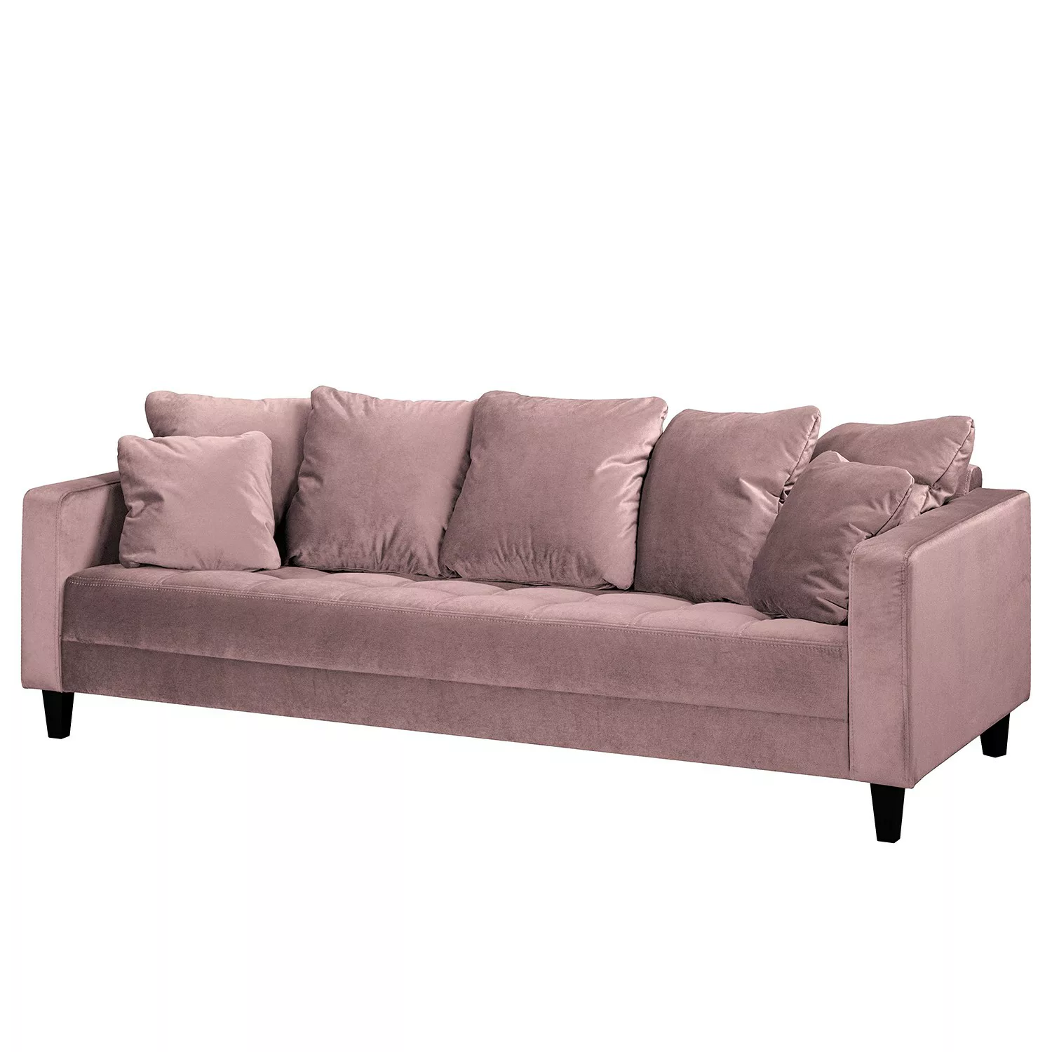 home24 Red Living Sofa Elnora 3-Sitzer Mauve Samt 228x85x90 cm günstig online kaufen