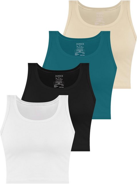 Janice Tanktop 4 x Damen crop Top Namlea Kurzes Tanktop aus Baumwolle günstig online kaufen