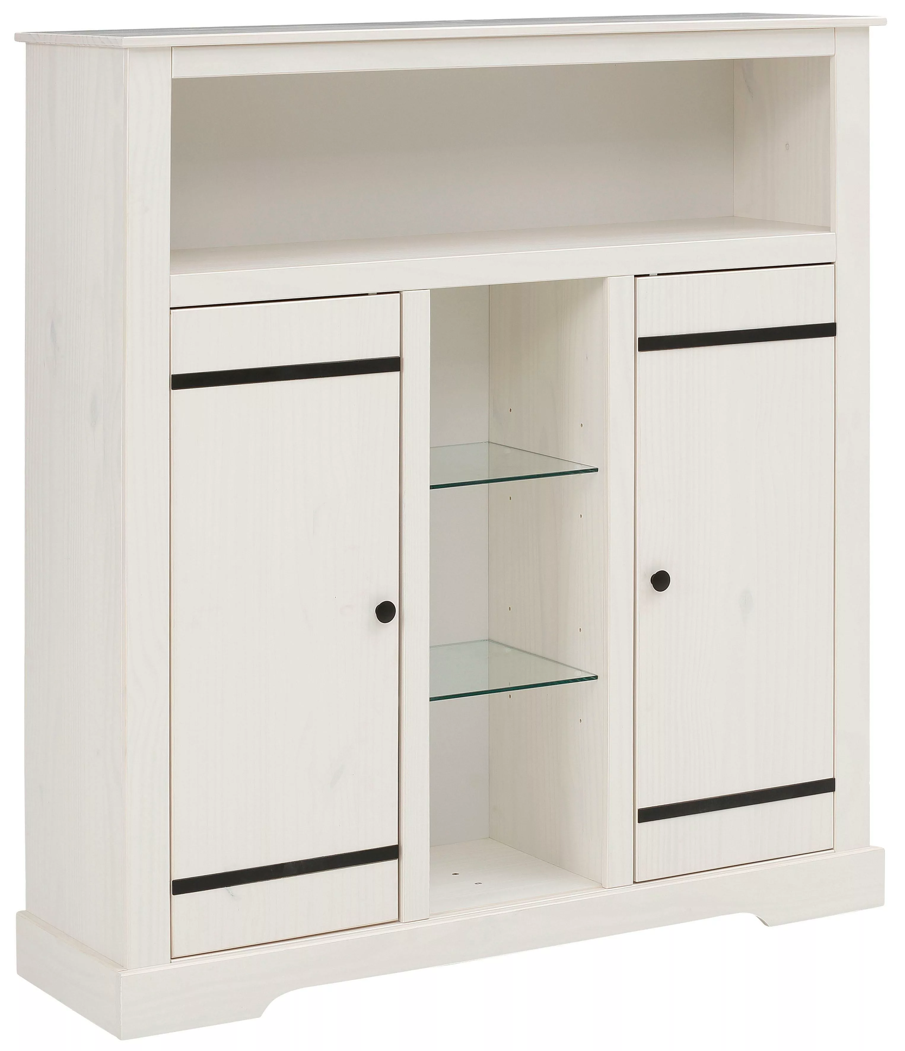 Home affaire Highboard, Vitrine aus massivem Kiefernholz, mit zwei verstell günstig online kaufen