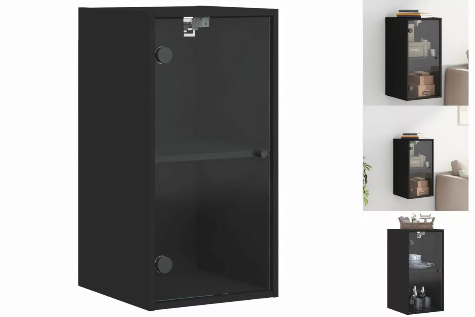 vidaXL Hängeschrank Hängeschrank Wandschrank mit Glastüren Schwarz 35x37x68 günstig online kaufen