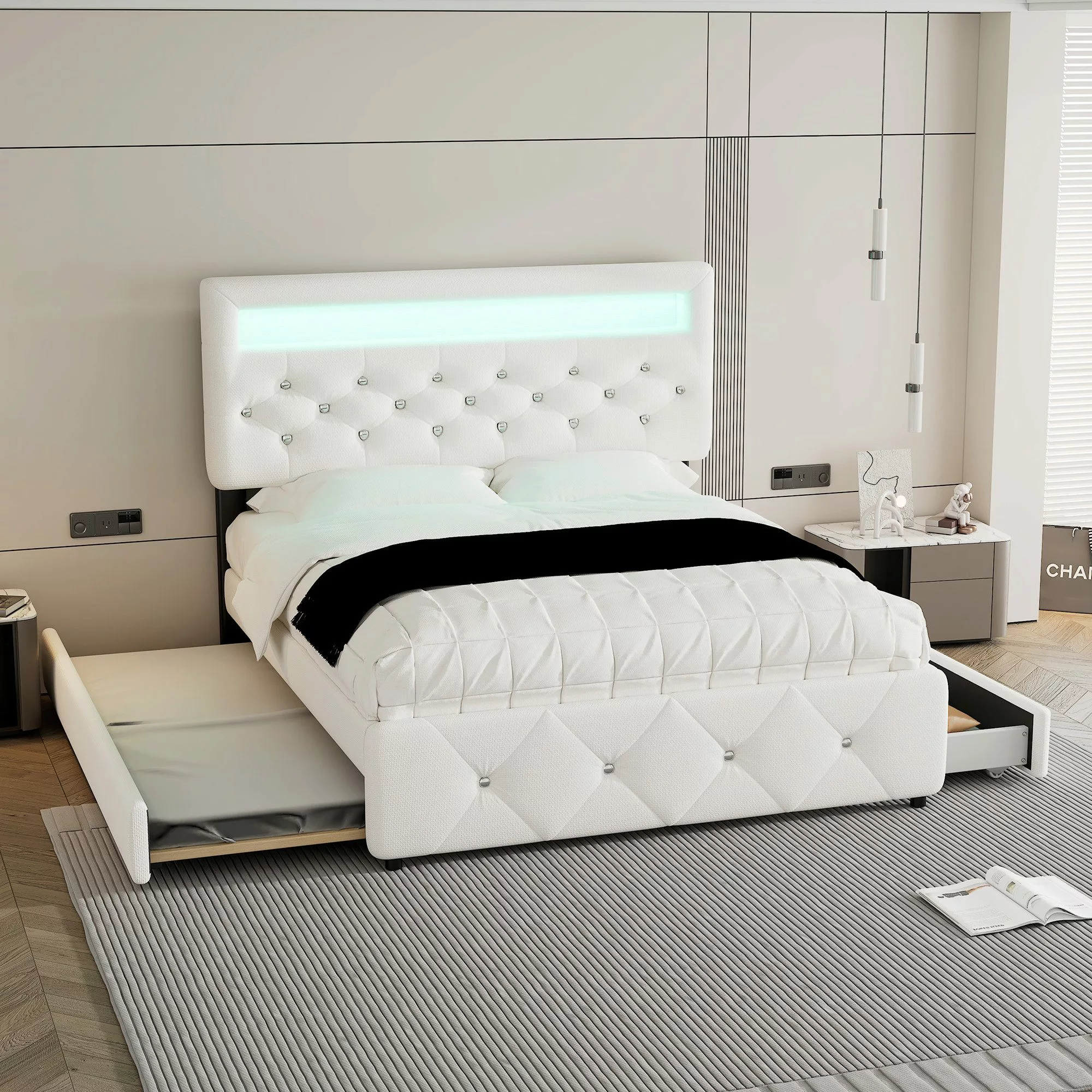 Flieks Polsterbett, LED Doppelbett 140x200cm mit günstig online kaufen