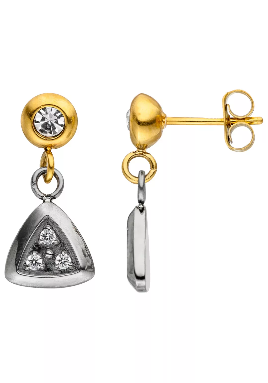 JOBO Paar Ohrhänger, Edelstahl bicolor Kristallsteine und Zirkonia günstig online kaufen