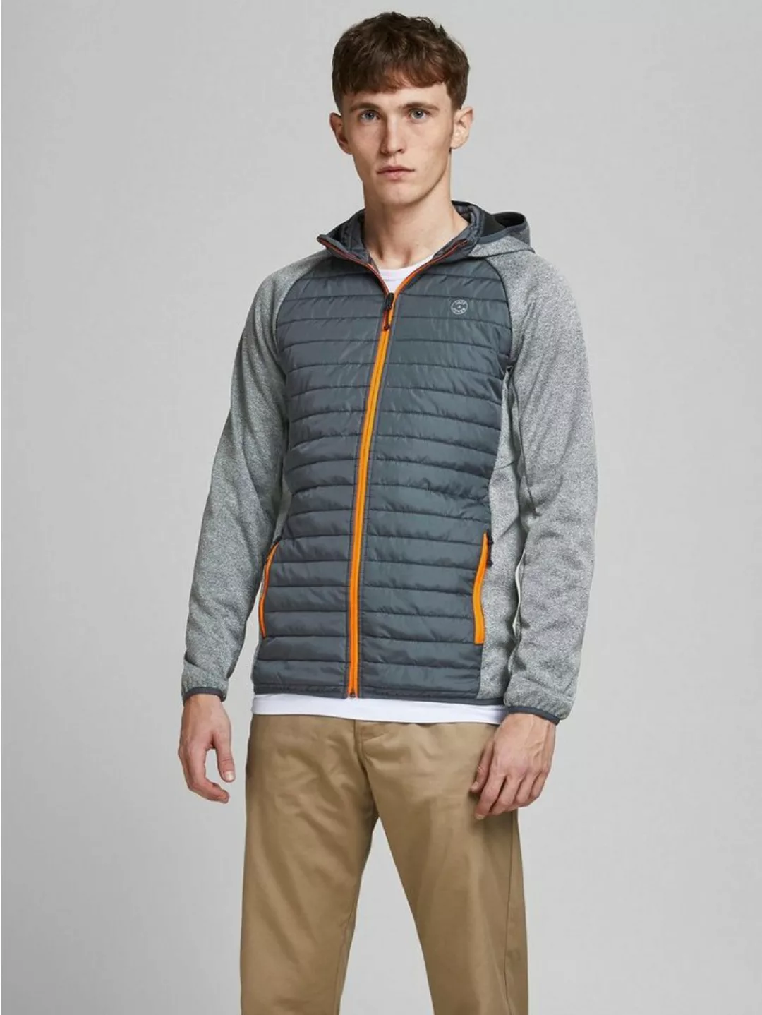 Jack & Jones Blouson Softshell Stepp Jacke mit Kapuze JJEMULTI 6245 in Grau günstig online kaufen