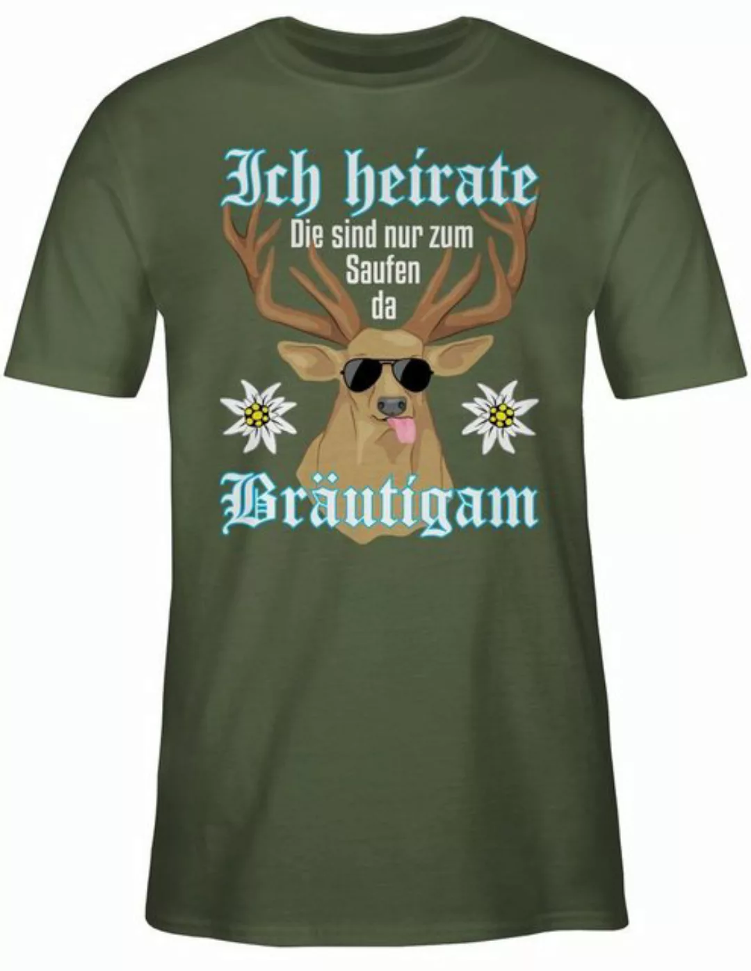 Shirtracer T-Shirt Bräutigam Hirsch - weiß JGA Männer günstig online kaufen