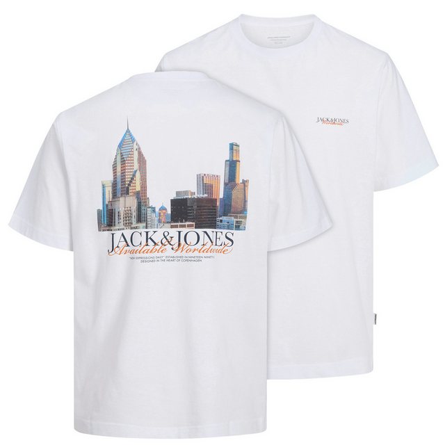 Jack & Jones Rundhalsshirt Große Größen T-Shirt Rückenprint weiß JORBOSTON günstig online kaufen