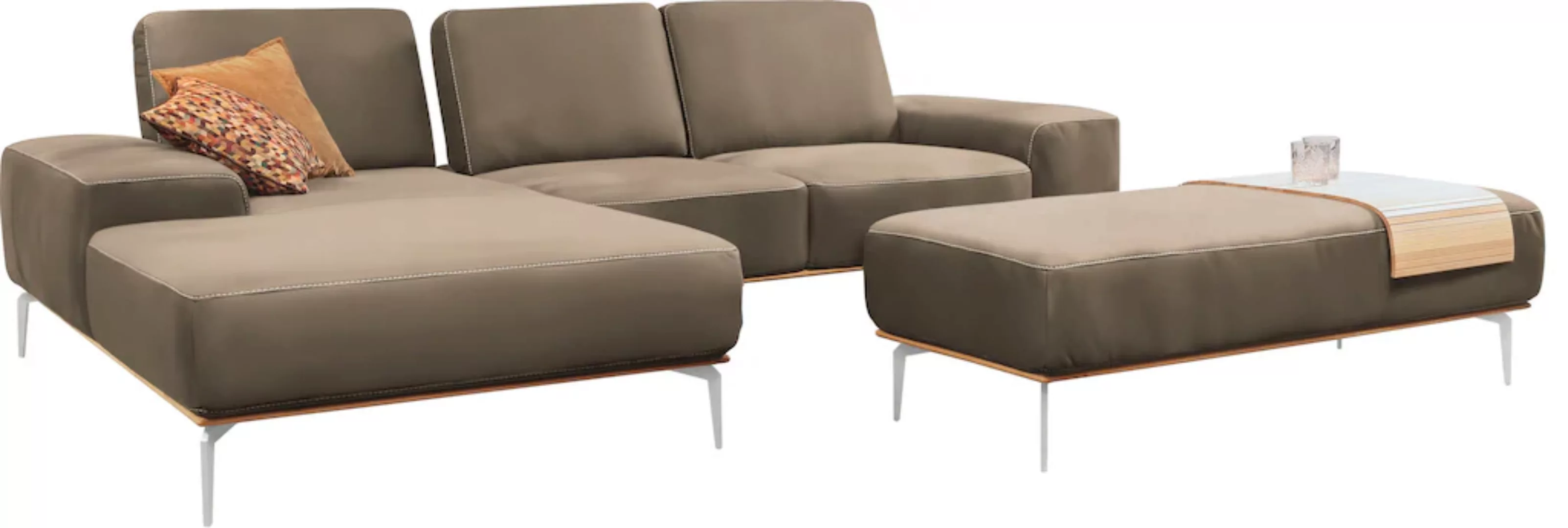 W.SCHILLIG Ecksofa run, mit elegantem Holzsockel, Füße in Chrom glänzend, B günstig online kaufen