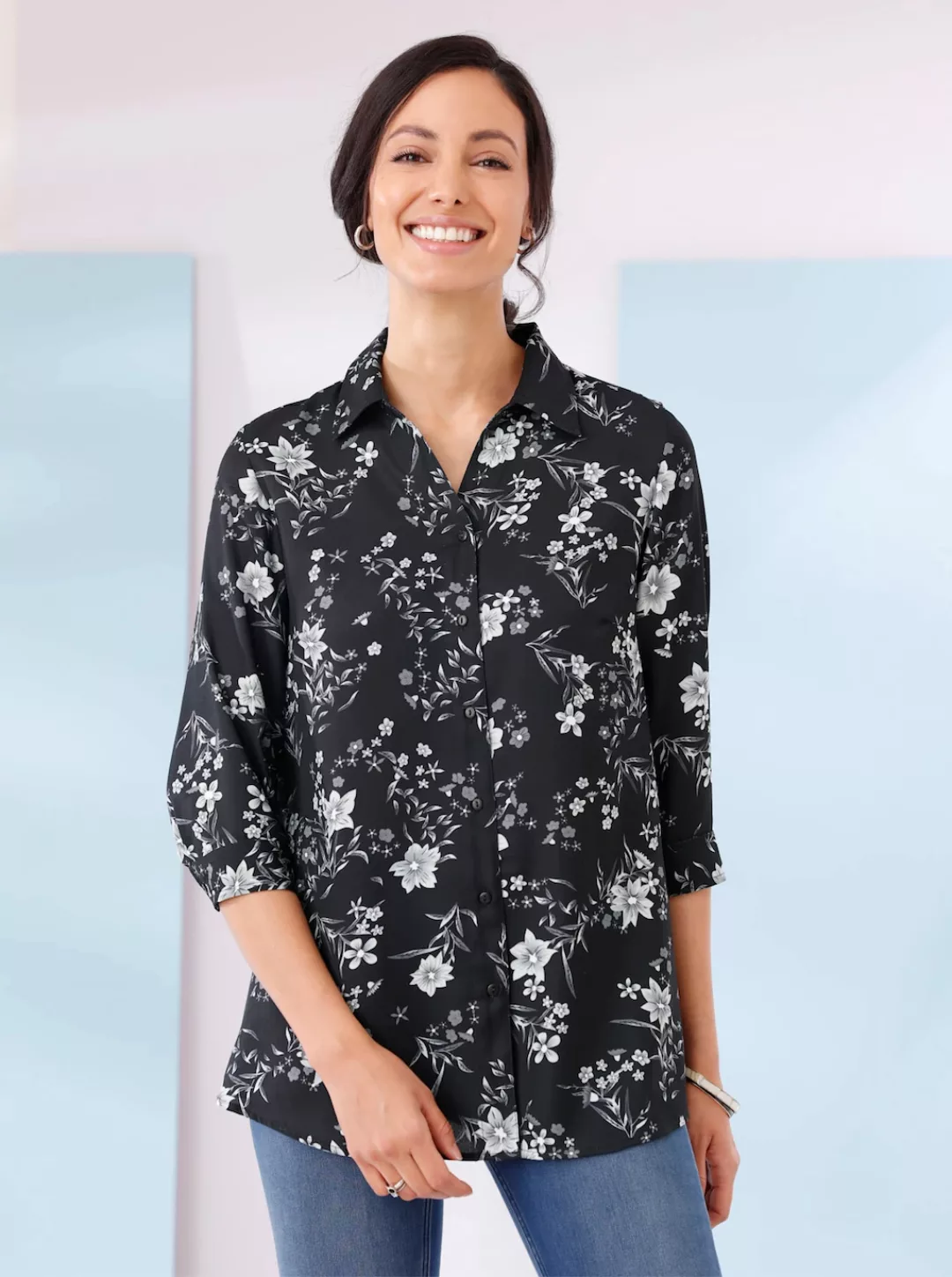 Sheego Druckbluse "Große Größen", in leichter A-Linie, mit floralem Print günstig online kaufen