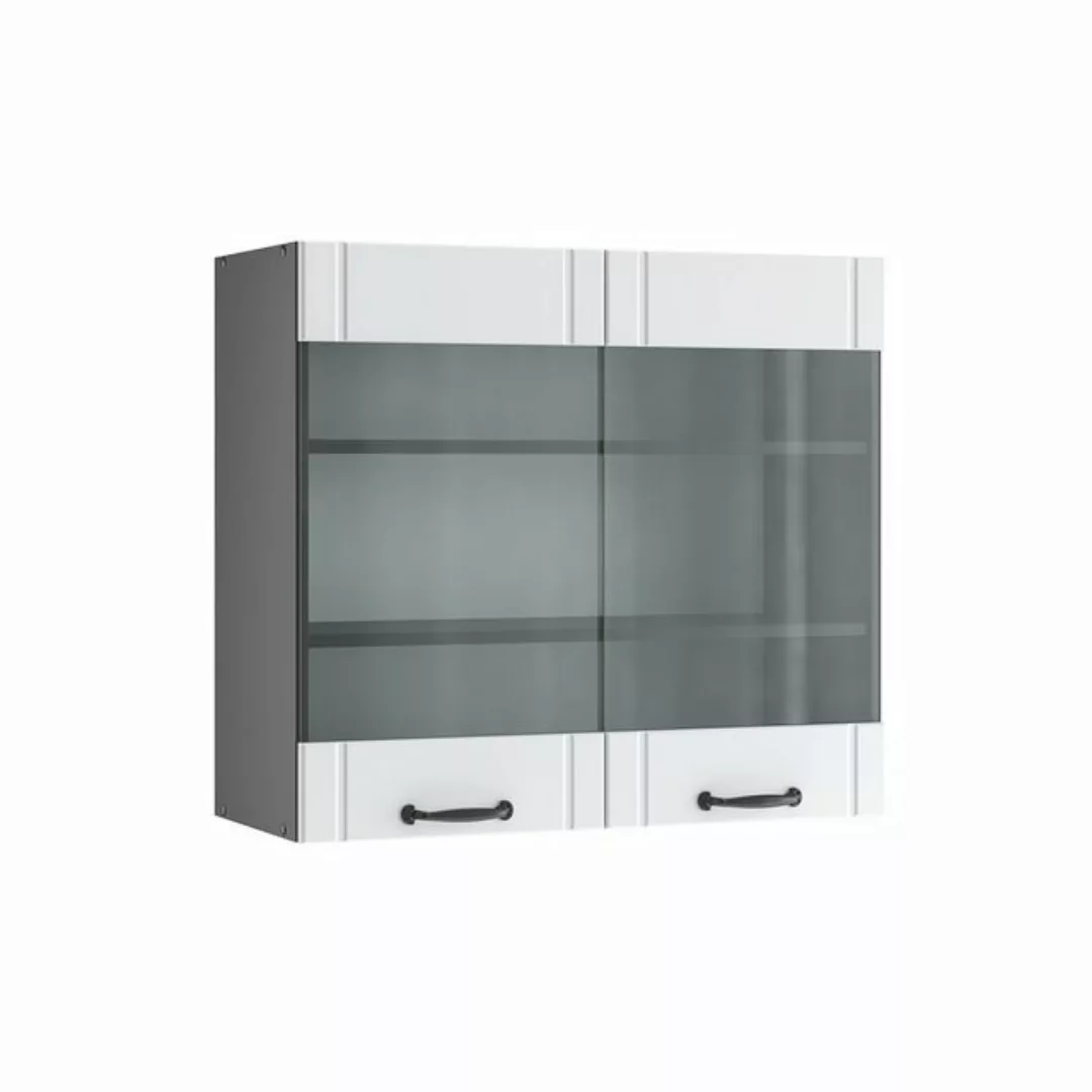 Vicco Glashängeschrank Fame-Line, Weiß Landhaus/Anthrazit, 80 cm günstig online kaufen