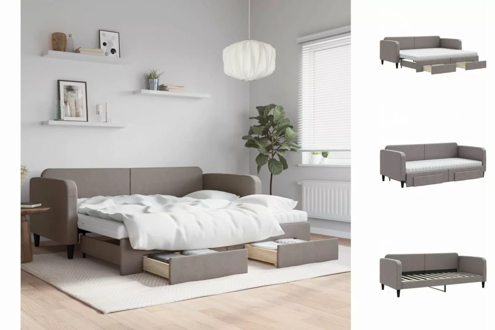 vidaXL Gästebett Gästebett Tagesbett Ausziehbar mit Schubladen Taupe 90x200 günstig online kaufen