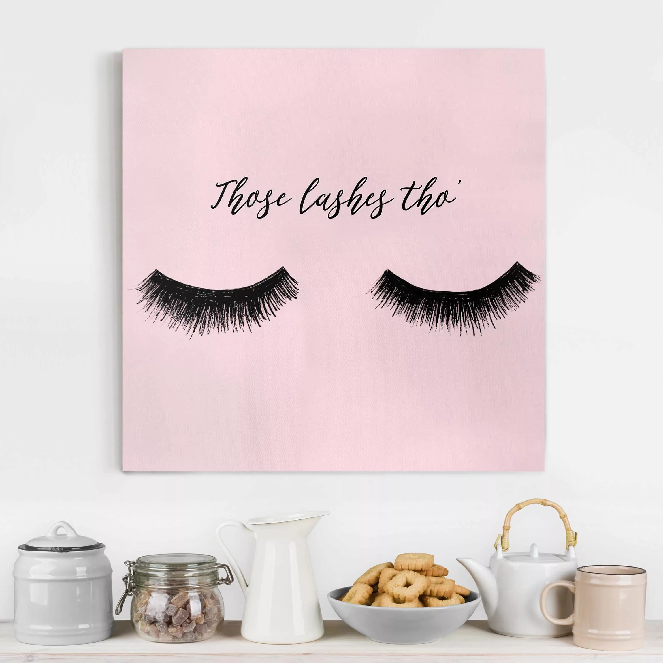 Leinwandbild Spruch - Quadrat Wimpern Chat - Lashes günstig online kaufen