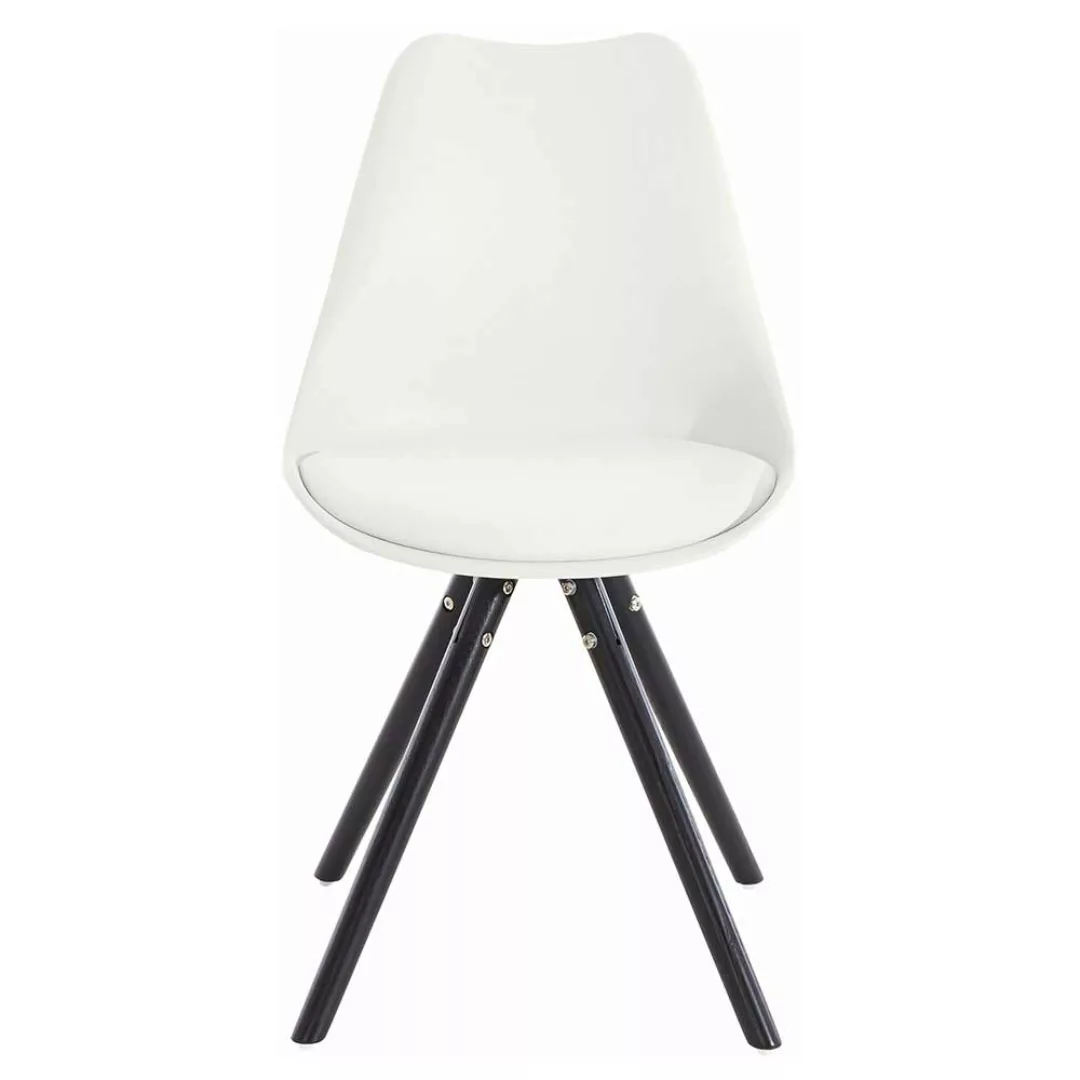Schalen Esszimmerstühle in Weiß und Schwarz Massivholzgestell (2er Set) günstig online kaufen