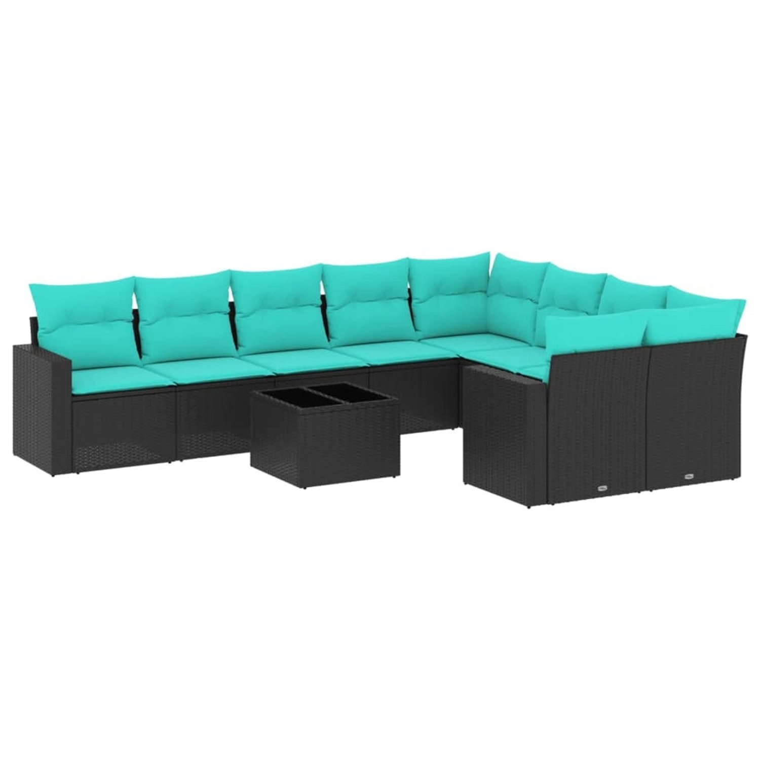 vidaXL 10-Tlg Garten-Sofagarnitur mit Kissen Schwarz Poly Rattan 3219437 günstig online kaufen