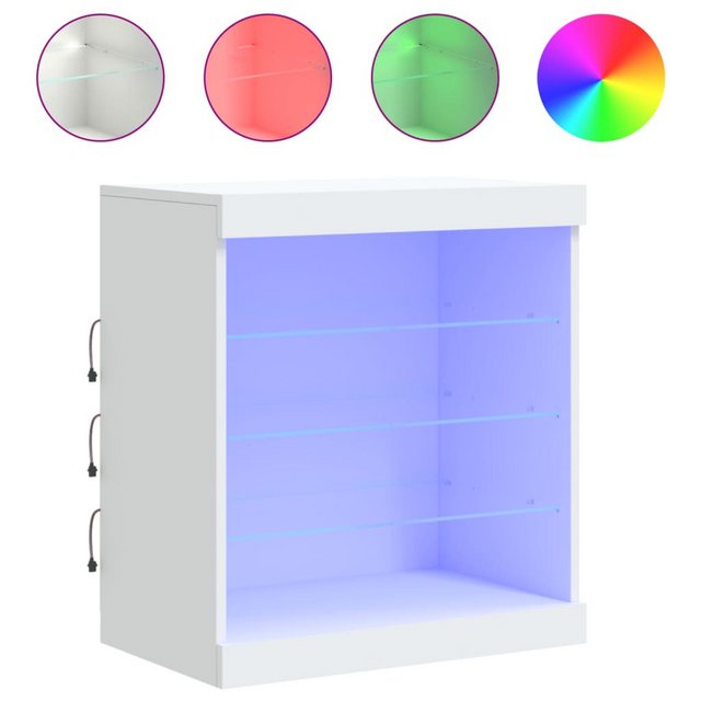 vidaXL Kleiderschrank Sideboard mit LED-Beleuchtung Weiß 60,5x37x67 cm Glas günstig online kaufen