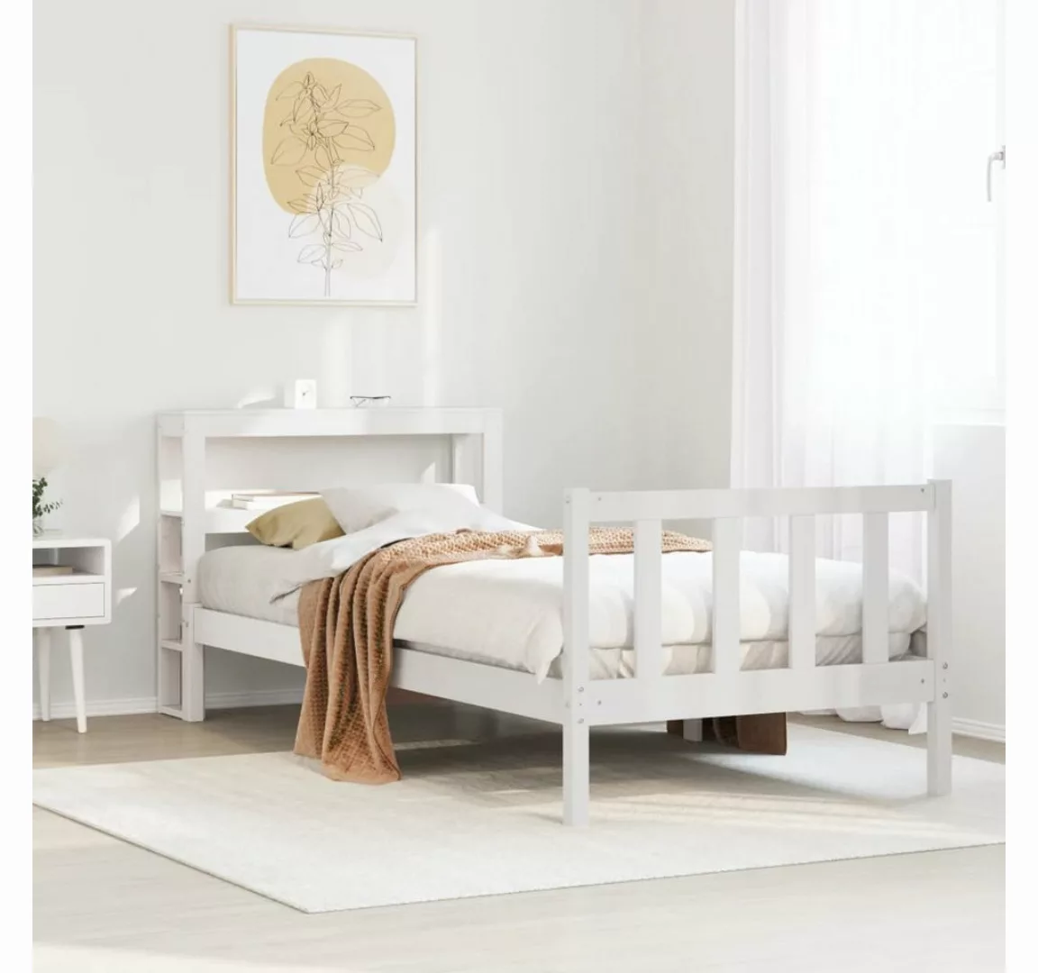 vidaXL Bett, Massivholzbett ohne Matratze Weiß 100x200 cm Kiefernholz günstig online kaufen